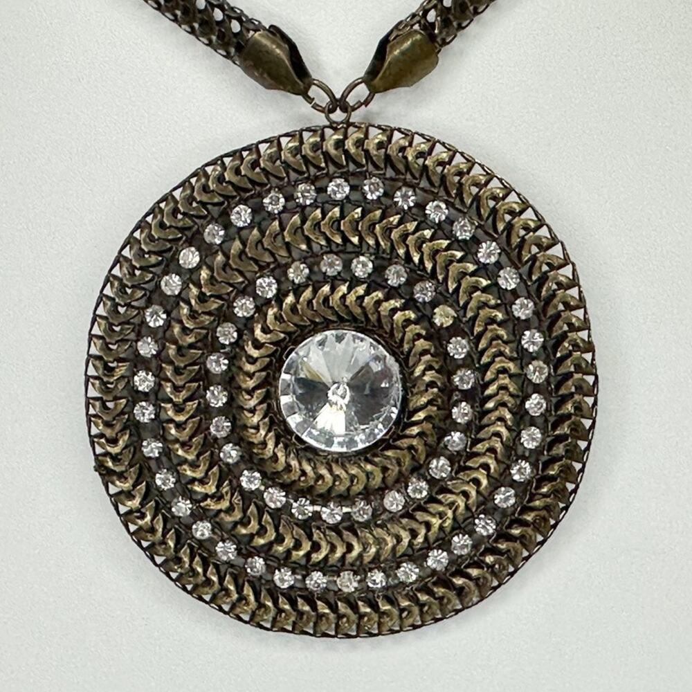 Chico's Rhinestone Round Medallion Pendant Necklace ✨ - Picture 7 of 9